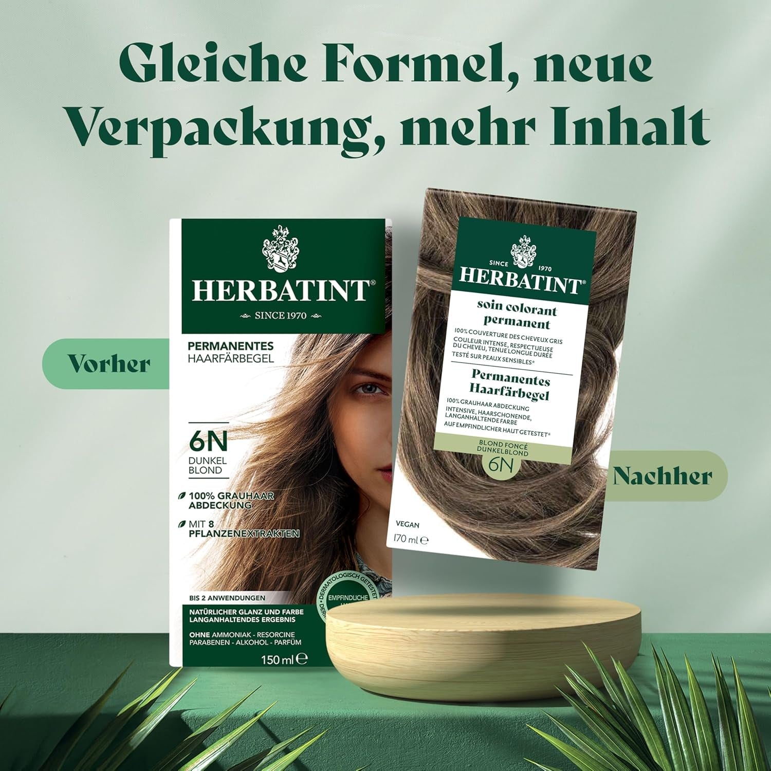 Gel pentru vopsirea permanentă a părului 6N blond închis - 170 ml I Fără amoniac, acoperire 100% a părului gri I Testat pe piele sensibilă, cu 8 extracte de plante Vopsea pentru par Naty Shop