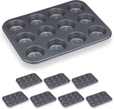 Relaxdays Muffinform, 2Er Set, 12Er Muffinbleche, Antihaftbeschichte, Carbonstahl, Muffins & Cupcakes, Ø 6.5 Cm, Wheat, 10030825 Molds and baking trays Naty Shop 2