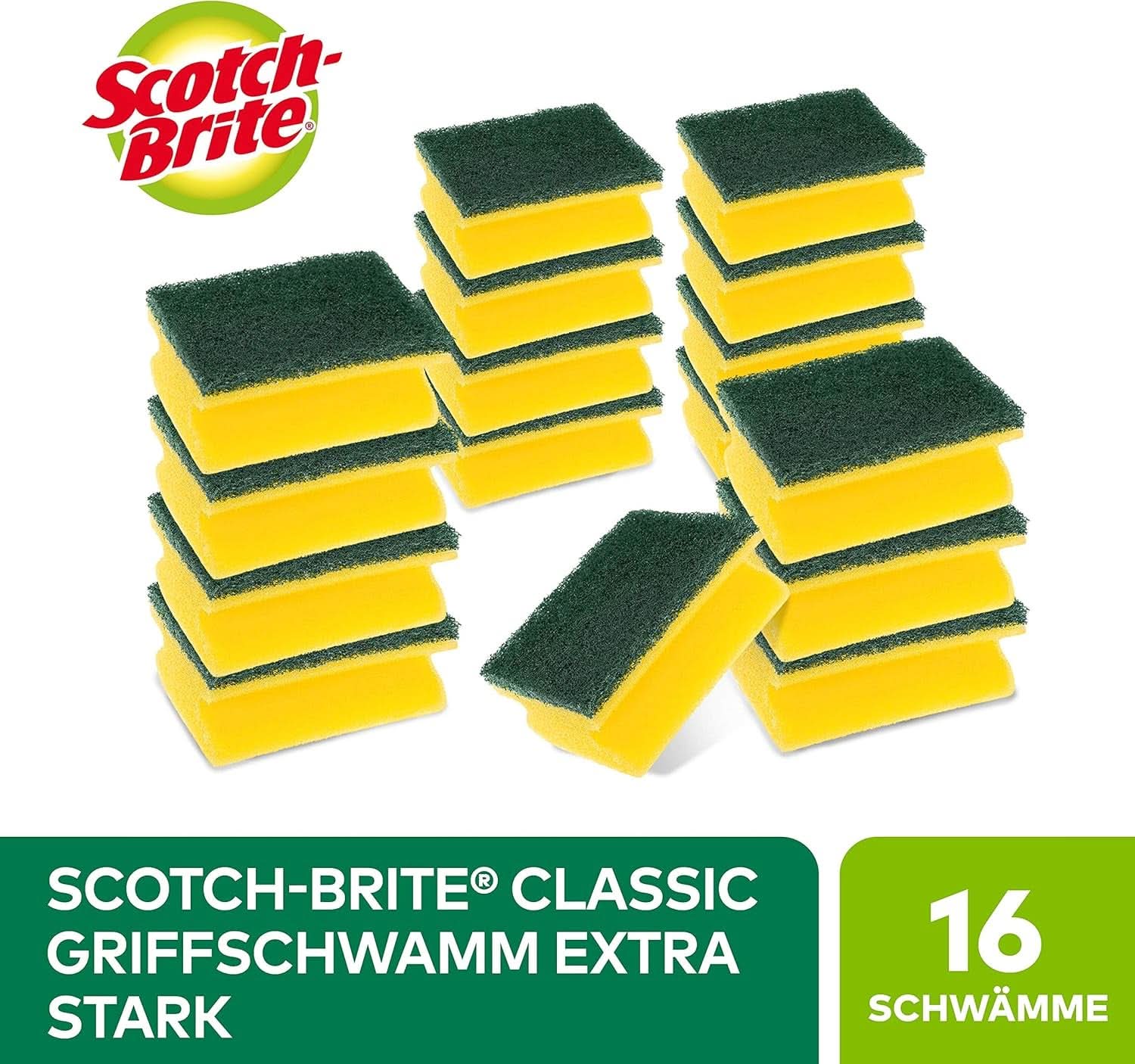 Scotch-Brite Classic Pot Cleaner, 16 bureți per pachet, burete pentru bucătărie - curăță puternic și eficient Detergenti Bucatarie Naty Shop