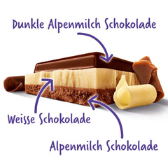 Milka Mmax Triolade – Alpine milk chocolate with white and dark chocolate – 280g