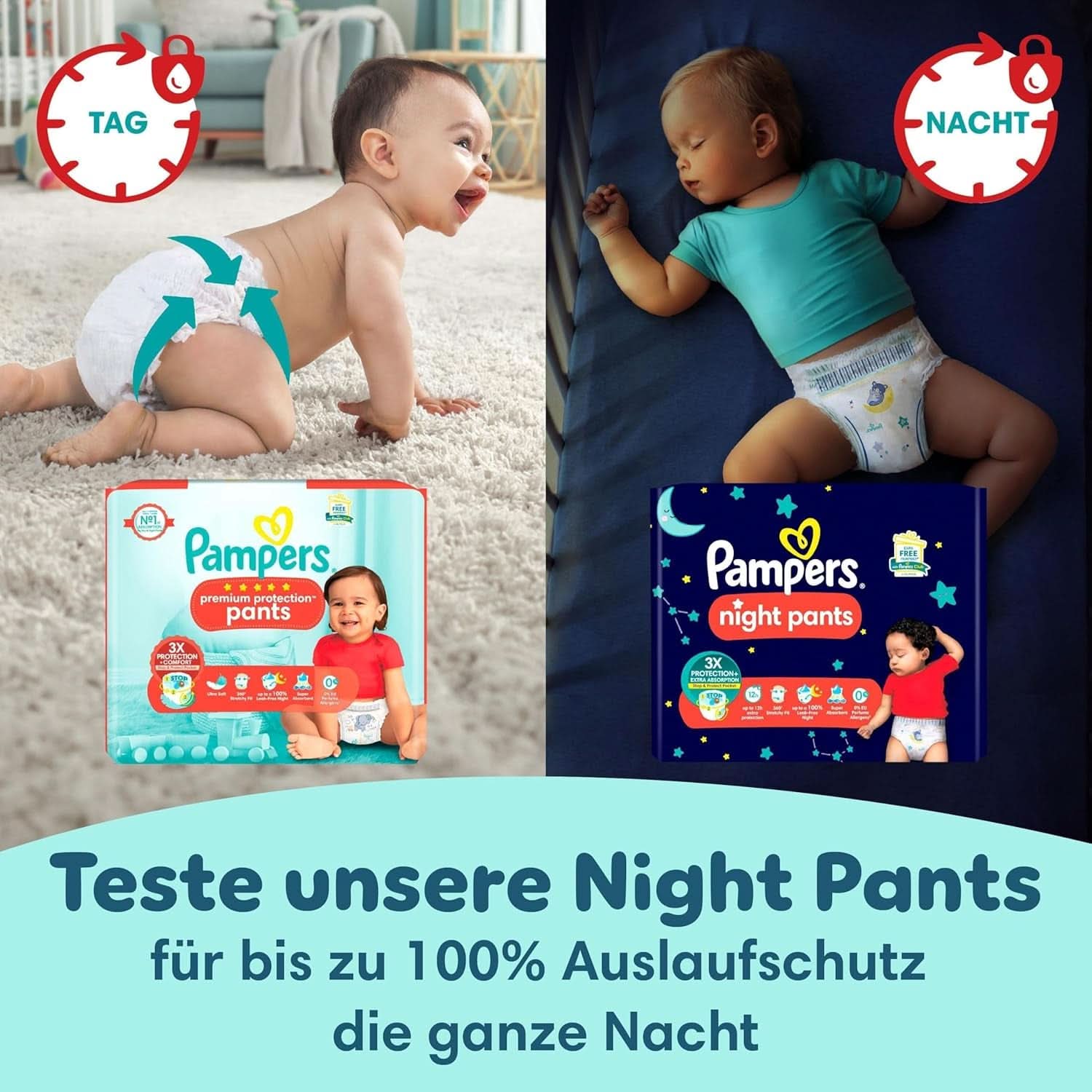 Pampers Baby Nappies Pantaloni mărimea 5 (12-17Kg) Premium Protection, Junior cu buzunar Stop and Protect, 144 scutece Panty Mama si Copilul Naty Shop
