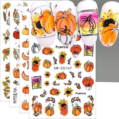 3D toamna unghii autoadezive frunze dovleac unghii autocolante linie geometrică flori unghii autocolante Ziua Recunoștinței design unghii autocolante toamna dovleac unghii autocolante accesorii unghii artă unghii