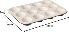 Zenker 12 muffins, diameter Ø 7 cm CREME NOIR, Baking tray for muffins with non-stick coating reinforced with ceramic Molds and baking trays Naty Shop