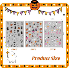 Nagelsticker Halloween, 8 Blätter Halloween Nagelsticker, Kürbis Nail Sticker, Nail Art, Nagel Charms, Nagel Zubehör, Nageldesign, Christmas (Typ A)