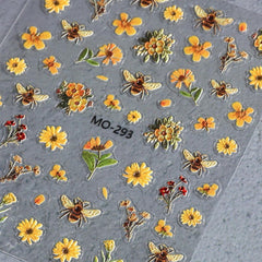 3 StĂŒck Nagelsticker Set-Selbstklebende Nagelfolie Mit Blumen- Und Bienenmotiven-Nail Art Sticker FĂŒr Kreatives Nageldesign-Nageltattoos Und Zubehör