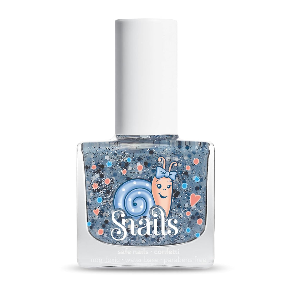 Snails 516202 Top Coat Confetti Blue Baby Nail Polish, Water Based, Washable, Safe, Vegan