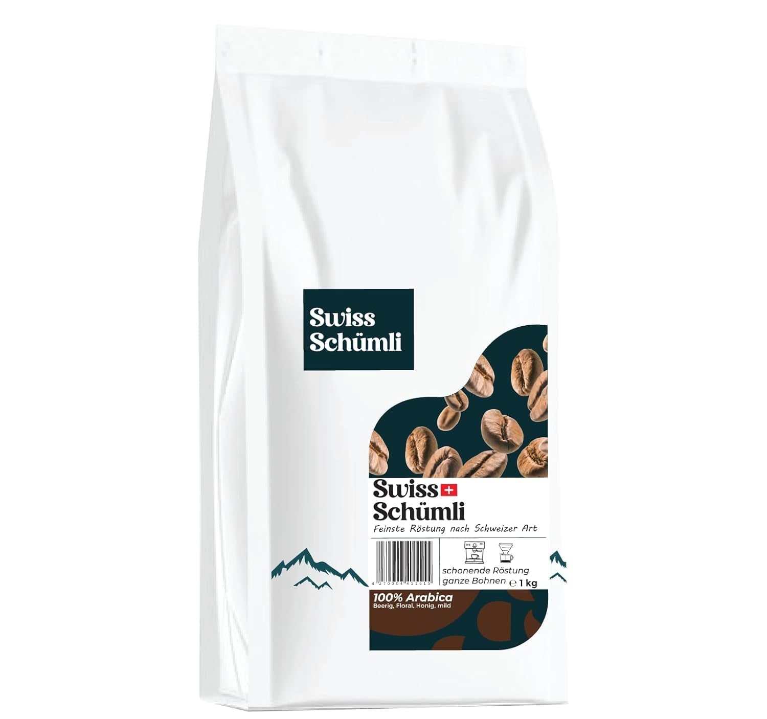 Schwiizer Schüümli Swiss Schümli boabe de cafea 1kg, intensitate 2/5, aciditate 1/5 - pentru adevărata plăcere a cafelei Cafea Naty Shop