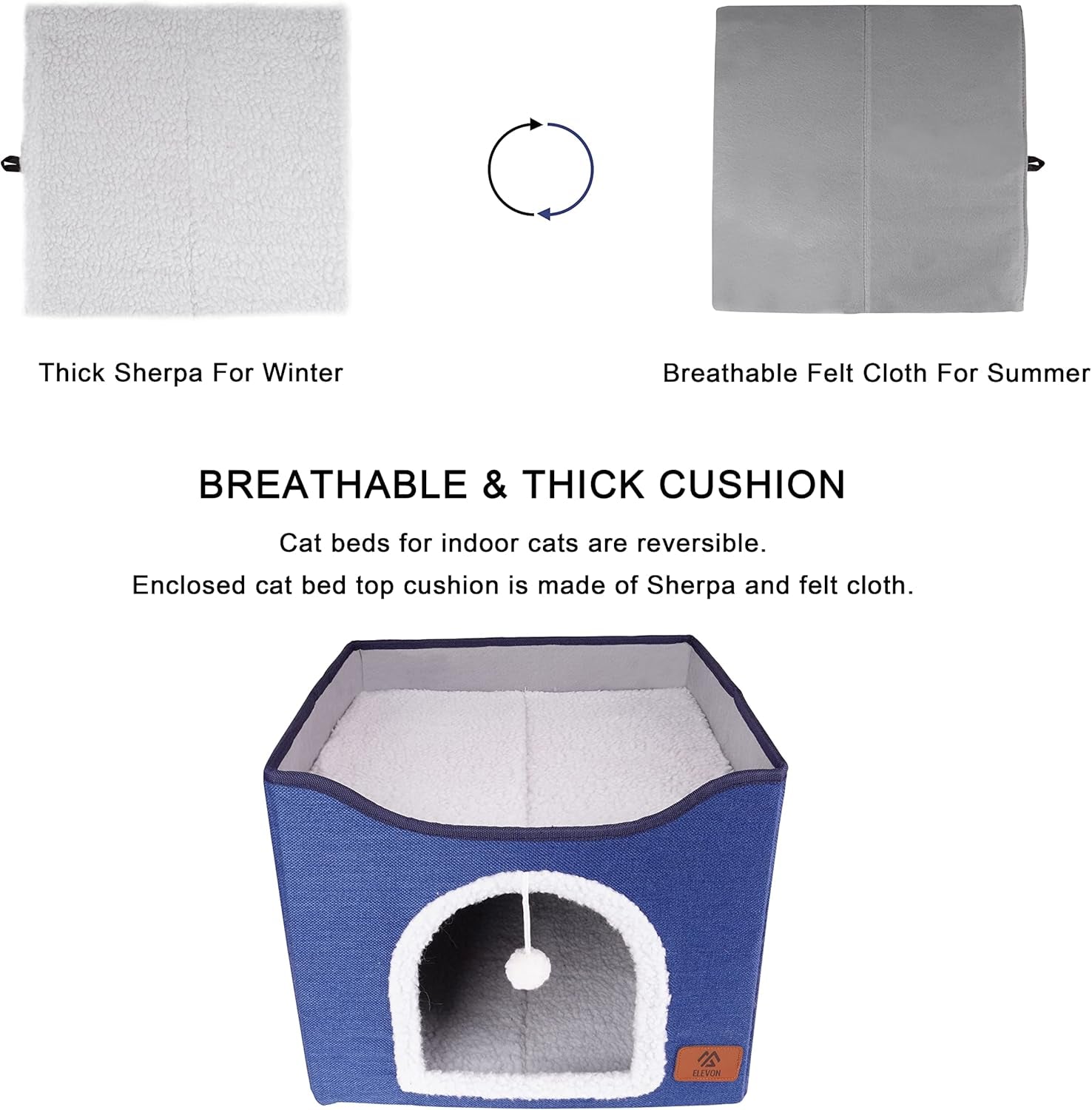 Paturi pentru pisici de interior, căsuță pliabilă pentru pisici, potrivită pentru toate anotimpurile, apartament tip cub pentru pisici cu zgârietură și pernă reversibilă, potrivită pentru mai multe animale de companie mici sub...