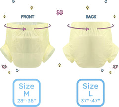 CutiePlusU Adult Diapers, 10 Pack Disposable Incontinence Panties with Loops for Women and Men, Maximum Absorbency Overnight - Yellow (Medium Size 71-96cm)