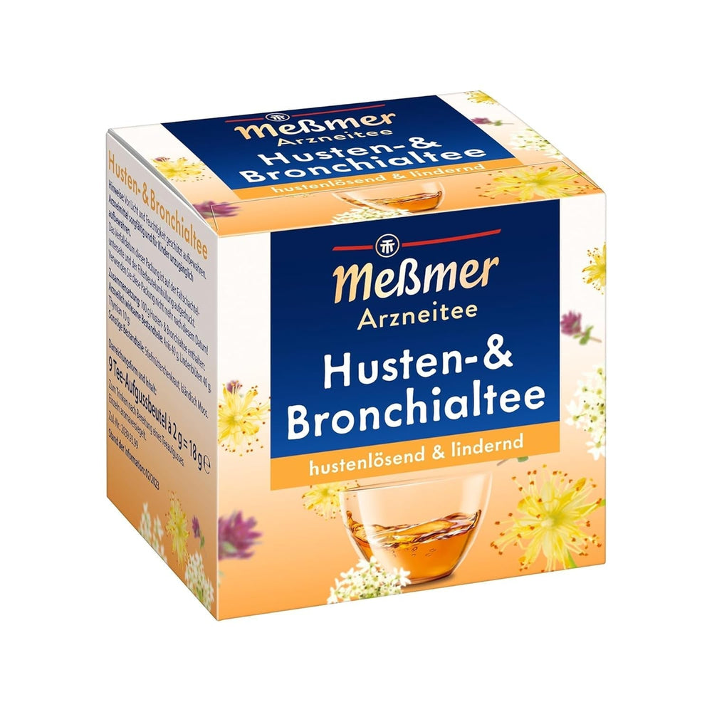 Ceai Meßmer pentru tuse și bronșe | Antitussiv și calmant | 9 pliculețe de ceai | Fără gluten | Fără lactoză | Vegan