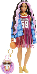 Barbie HDJ46 - Extra Doll in Dress with Basketball Jersey and Accessories, with Corgi Pet, Extra Long Curly Hair with Pink Streaks and Flexible Joints, Gift Toy for 3+ Years Old Dolls Naty Shop Boots