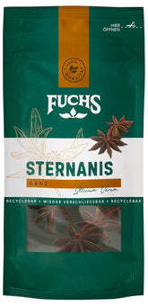 Fuchs Gewürze - Sternanis ganz | Aus natürlichen Zutaten | 9 g im wiederverschließbaren, recyclebaren Beutel