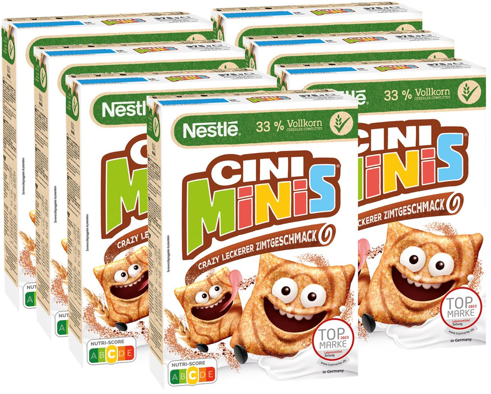 Nestlé CINI MINIS, Muesli with Cinnamon, 37% Vital Whole Grains, with Vitamins, Calcium and Iron, Crunchy Flakes, Pack of 7 (7x375g)