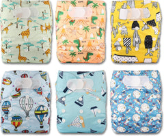 Littles and Bloomz Reusable Diaper FLV2-0602, Standard Hook and Loop Closure, 6 Diapers