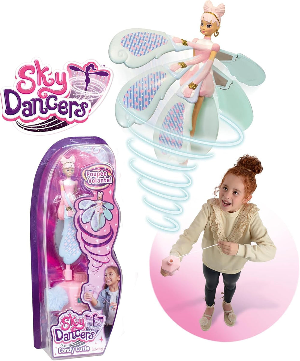 Lansay - Sky Dancers - Candy Cutie Puppe - Magische Fliegende Feenpuppe für Kinder ab 6 Jahren - Fee-Puppe, die mit ihrem Schnur-Launcher in die Luft fliegt - Funktioniert ohne Batterien