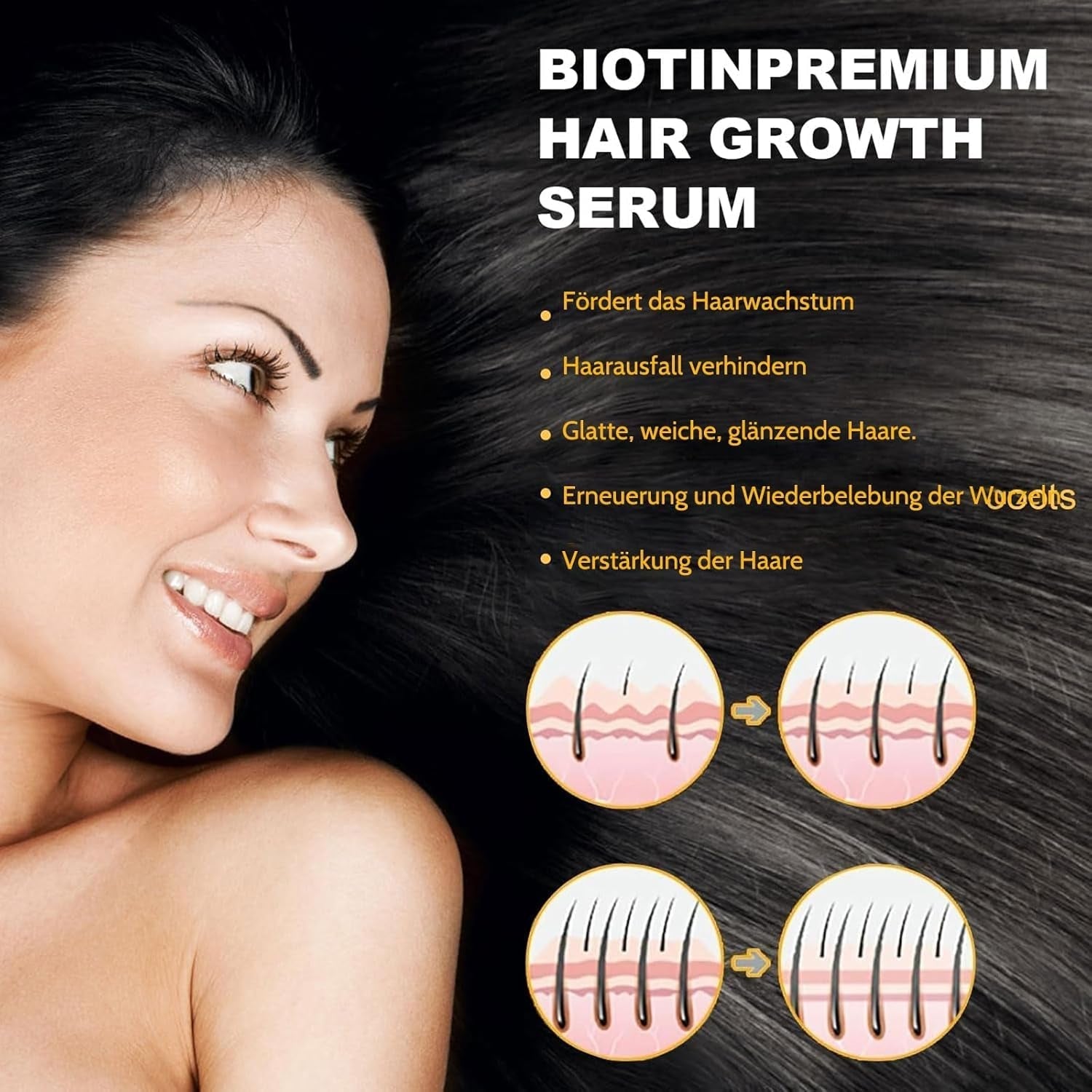 Biotin Hair Serum, 2PCS Hair Spray Hair Growth Accelerate Hair Growth Serum Biotin Hair Growth Hair Growth Spray, Hair Care for Thin Dry Hair, Against Hair Loss (M-2pcs) Ingrijirea parului Naty Shop