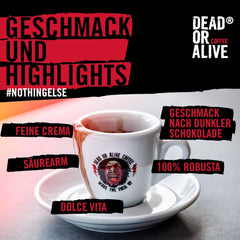 DEAD OR ALIVE Espresso No3 - Starke Espressobohnen 1kg - 100% Robusta - Kaffeebohnen für Kaffeevollautomat und Espressomaschine - Ganze Bohnen mit viel Koffein aus Italien - Coffee Beans