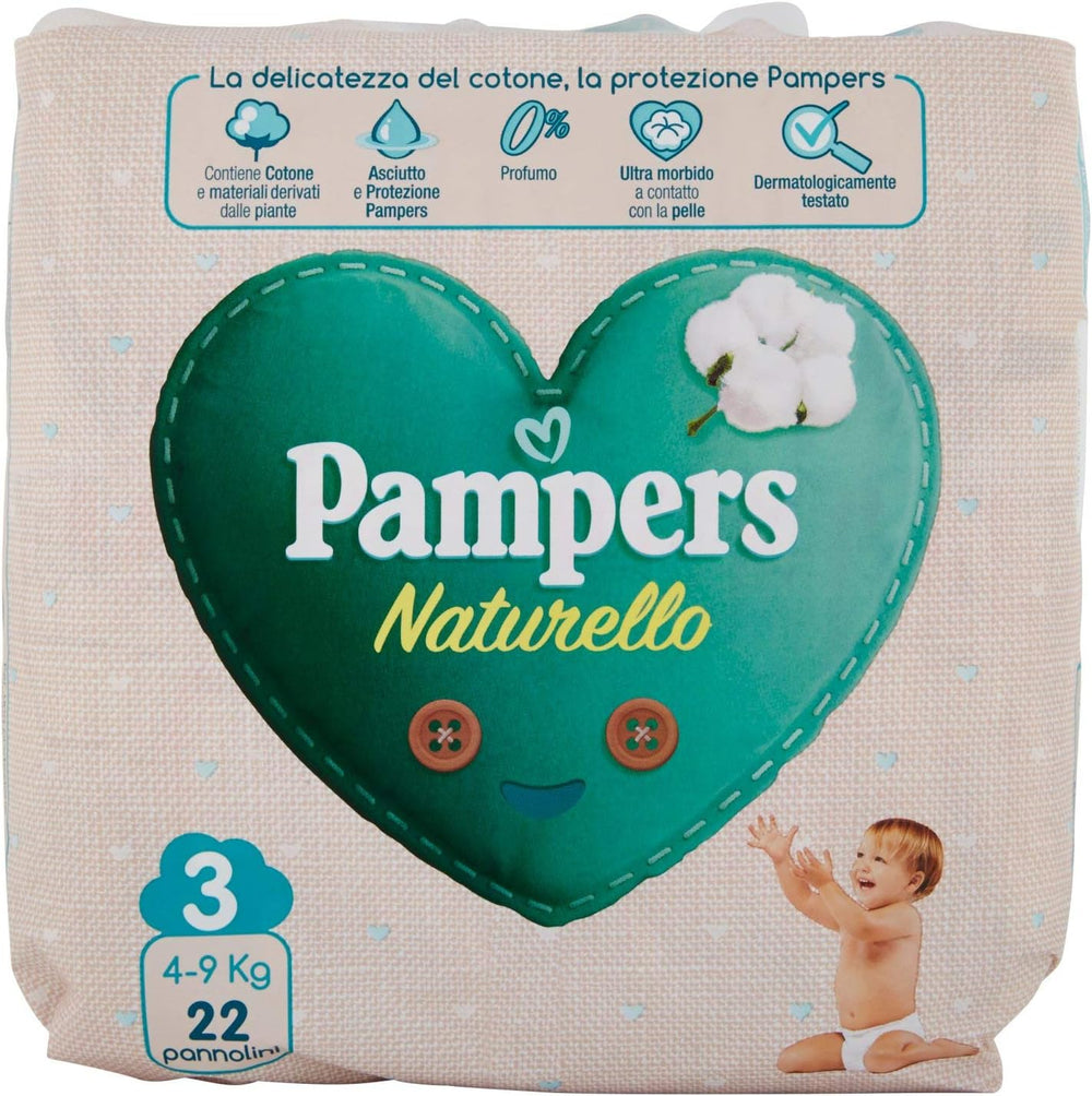 Pampers Naturello Midi, 22 diapers, size 3 (4-9 kg)