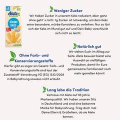 Alete Conscious Baby Biscuits, 8 Months+, Wheat Butter Biscuits for Babies, Conveniently Packed Small Snack Biscuits, Perfect for On-the-Go & In-Time, 1 x 180g (Pack of 2)