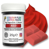 Colorant alimentar Sugarflair Colourflex Extra Paste, roșu - Colorant alimentar comestibil pentru cremă de unt, ciocolată, pastă de zahăr, glazură, fondant, mixuri pentru prăjituri, aluat și multe altele - 25g