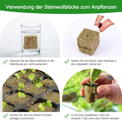 Rockwool seedling cubes, 56 pieces, 4x4x4cm. Eco-friendly and well-aerated for soilless cultivation of seedlings, cuttings and clones.
