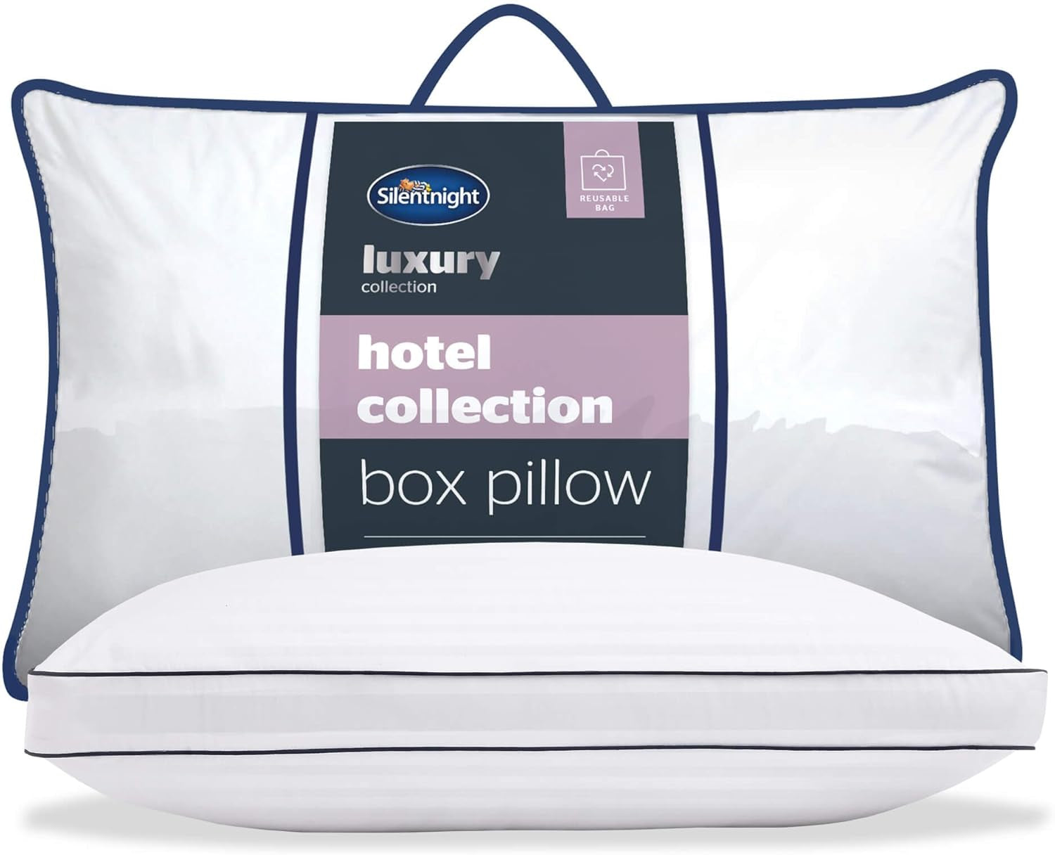 Pernă de susținere Silentnight Luxury Hotel Collection - pernă de susținere a spatelui și laterală de calitate hotelieră cu design cu pereți de cutie pentru susținere suplimentară a capului, gâtului și umerilor - 1 buc Perne standard Naty Shop 1 bucată