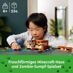 LEGO Minecraft The Frog House, toy house with figures including zombie, slime and drowning man, plus accessories such as toy boat and workbench, gift for boys and girls from 8 years old 21256 Building sets Besuche den LEGO-Store