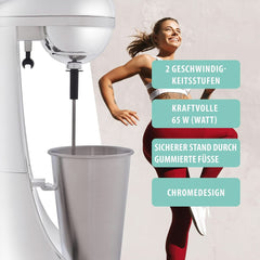 Clatronic® Barmixer U. Milchaufschäumer | Smoothie Maker | 650Ml Edelstahlbehälter | Praktischer Becherhalter | Mixer | 2 Geschwindigkeitsstufen | Kraftvoller 65 Watt Motor | Chromdesgin | BM 3472 Kitchen Naty Shop
