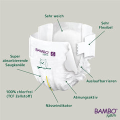 Bambo Nature Premium Eco Diapers, Size 6, 1.63 kg