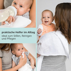 MAKIAN Muslin Squares, Pack of 10, 80x80cm, Oeko-TEX® Standard 100 Certified, 10 Premium Burp Cloths - Double Woven Cloth Squares / Muslin Squares, Boil Resistant - White