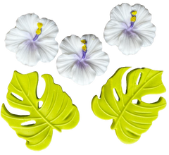 Set 5 decoratiuni comestibile din zahar, Hibiscus Decoratiuni din Pasta de Zahar Naty Shop