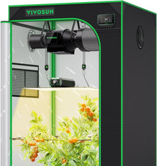 VIVOSUN GIY 80x80x160cm Smart Grow Tent System, Built-in WiFi Grow Tent Kit with Auto Ventilation and Circulation, 150W Full Spectrum LED Grow Light and GrowHub E42A Controller