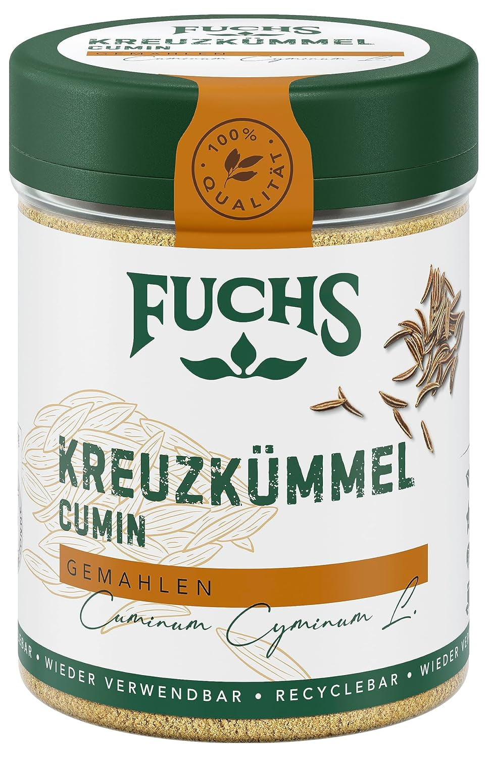 Fuchs Gewürze - Kreuzkümmel gemahlen - zum Würzen von Couscous, Hummus und Falafel - natural ingredients - 50 g in wiederverwendbarer, recyclebarer Dose