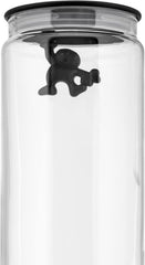 Borcan de bucătărie Alessi "Gianni" din sticlă cu capac sigilat, rășină termoplastică, negru, 27,5 x 13,5 x 28 cm Cutii depozitare alimente Naty Shop