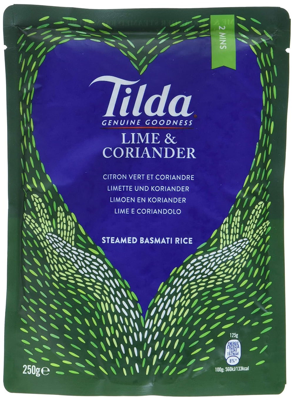 TILDA Steamed Basmati Rice with Lime and Coriander for Microwave, 250g