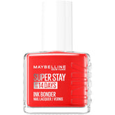 Maybelline New York – Oja colorată, de lungă durată – culori intense și pigmentate – Întărește unghiile deteriorate – Superstay Ink Bonder – Nuanță: Blood Orange 493 – 12 ml