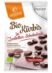 Landgarten Organic Pumpkin Seeds in Dark Chocolate - Vegan Roasted Pumpkin Seed Chocolate Snack - Source of Magnesium - 1 x 50g