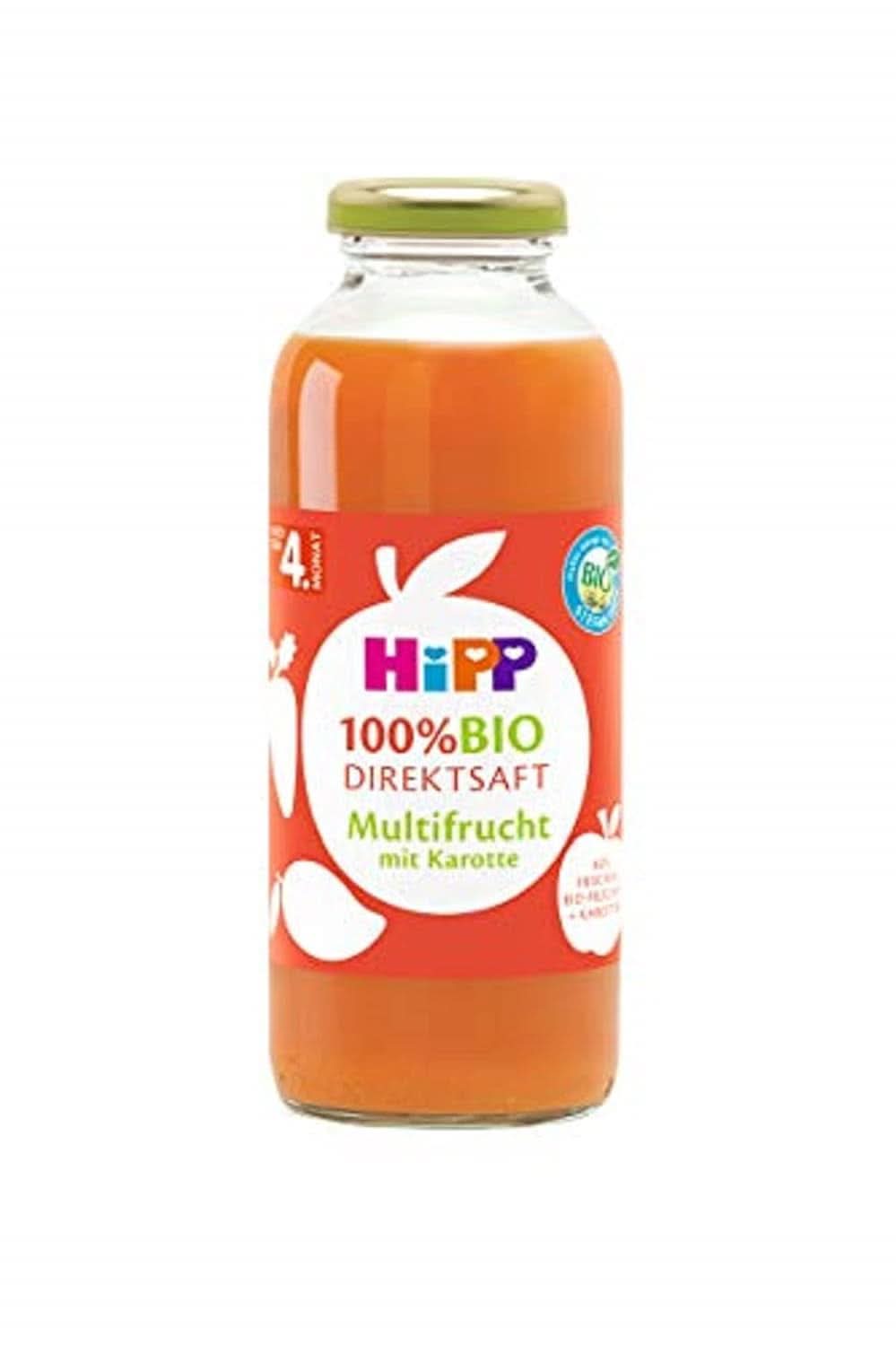 Hipp 100% organic juices, multifruit with carrot, pack of 6 (6 x 330 ml) Naty Shop 6 x 330 ml Multifruit With Carrot