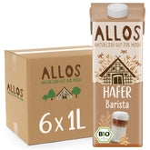 Allos Bio Haferdrink Barista | Milchalternative aus Hafer | Schaumbarer Drink auf Pflanzenbasis | Perfect for coffee Vegan, lactose-free Drink | 1 Liter (6 Pieces)