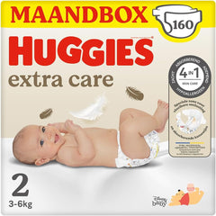 Huggies Extra Care Baby Diapers, Size 2 (3-6kg), Super Absorbent, Disney Design, Bulk Pack, 160