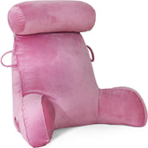 Pernă de citit XL pentru pat și canapea cu rolă detașabilă pentru gât, pernă ideală pentru spate pentru adulți cu spumă cu memorie pentru citit confortabil, lucru, joacă, vizionat la televizor, relaxare (roz)