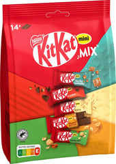 Batoane de ciocolată KitKat Nestlé Mini Mix, cinci arome delicioase, 14 batoane, 1 pachet (1 pungă x 197,4 g)