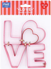 Set de 5 forme de biscuiți pentru Ziua Îndrăgostiților, IUBIRE