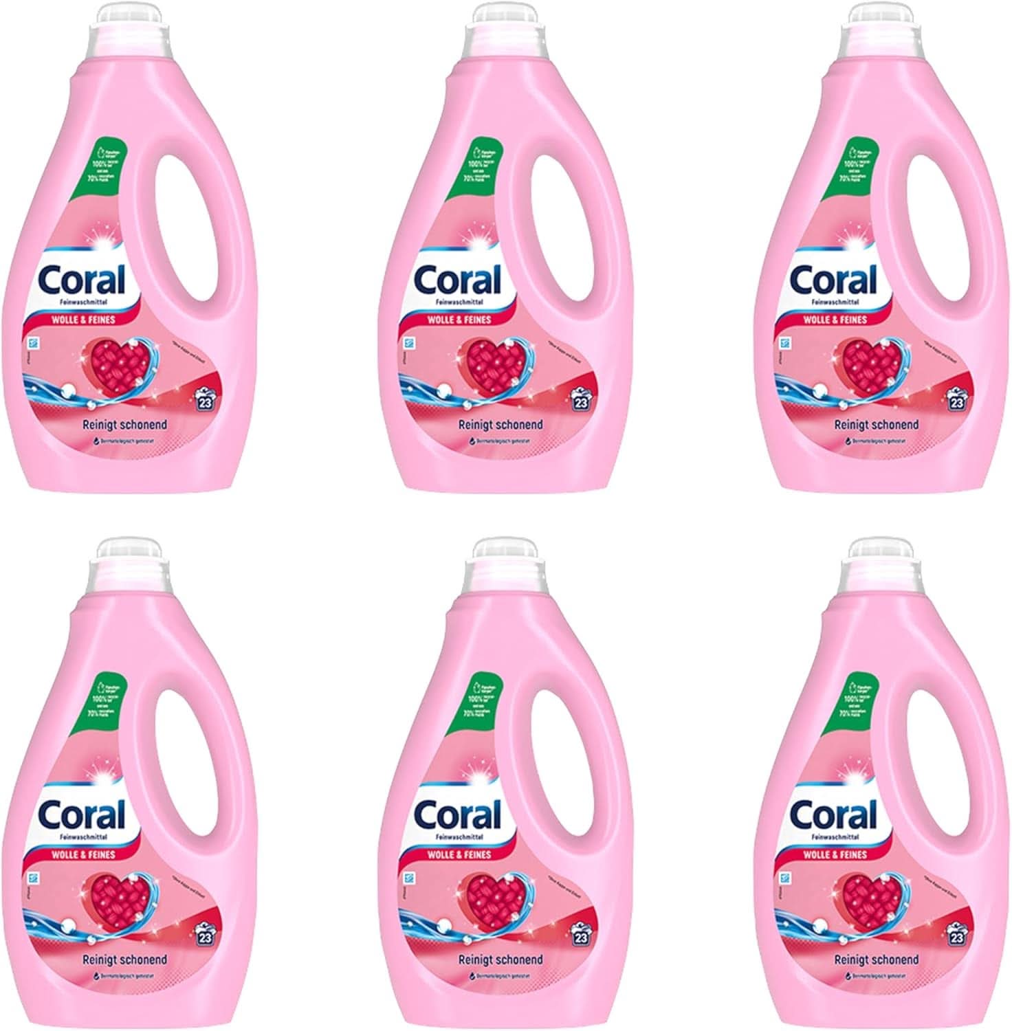 Coral detergent lichid delicat pentru lână și rufe delicate, 23 spalari, 1,15 litri Detergenti Rufe Naty Shop Set 6 x 1.15 litri