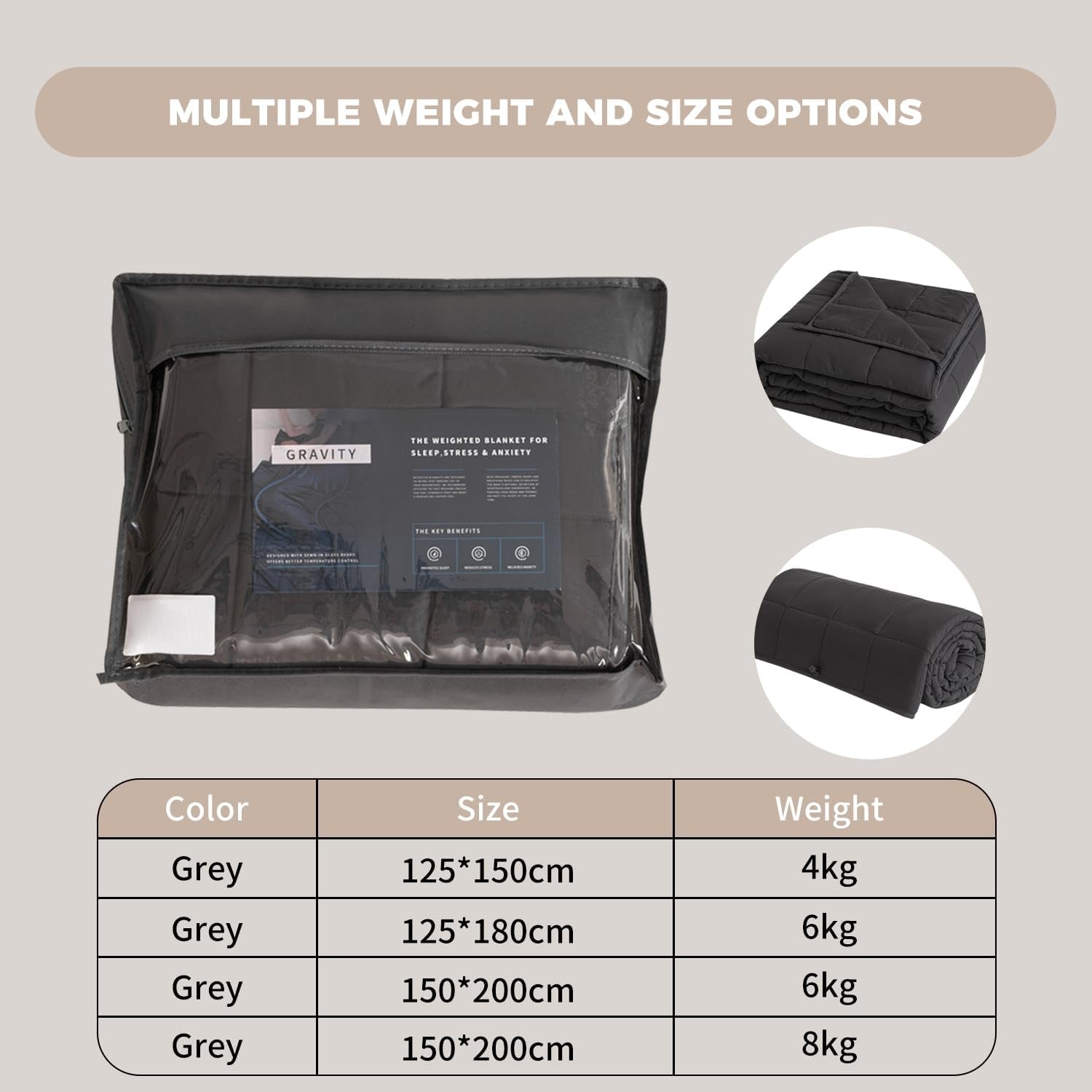 Pătură ponderată 150X200Cm 8Kg Pătură de relaxare adulți pentru a îmbunătăți somnul Pătură ponderată gri Paturi si Cuverturi Good Nite