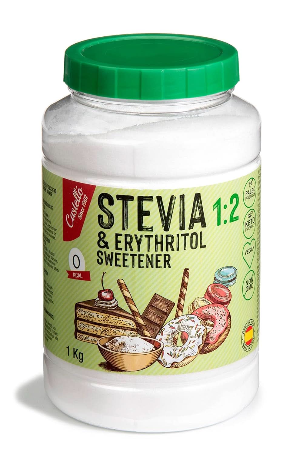 Stevia + Erythritol 1:2 Sweetener, 1G = 2G Sugar, 1 Kg Sweeteners Naty Shop