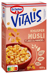 Dr. Oetker Vitalis Crunchy Flakes: Crunchy muesli with corn flakes and almond pieces, pack of 5 (5 x 600g)