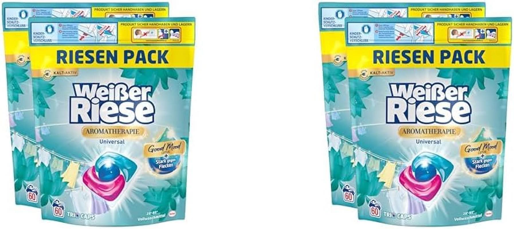 White Giant Universal Trio-Caps Aromatherapy Floral Sensation (120 spălări), Detergent de rufe cu lotus, Detergent pentru rufe grele cu parfum intens Detergenti Rufe Naty Shop 2 x 120 buc