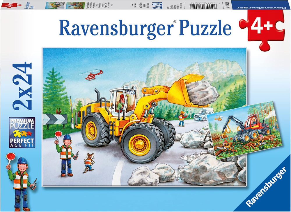 Ravensburger Puzzle for children - 07802 Excavator and forestry tractor - Puzzle for children from 4 years old, with 2X24 pieces Puzzle Naty Shop Single