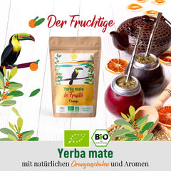 ORIGEENS BIO YERBA MATE cu portocale 200 G - Ceaiul fructat I Ceai organic Yerba Mate neprÄjit, fÄrÄ tulpini Èi praf I BÄuturÄ energizantÄ Èi detoxifiantÄ